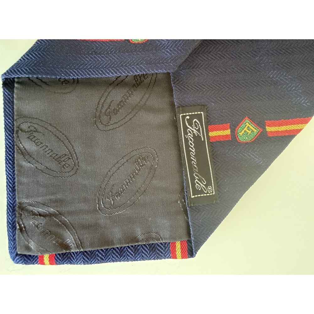 FACONNABLE 100% Silk Tie Hand Made ITALY Designer Blue Striped Logo NWT - Picture 4 of 7